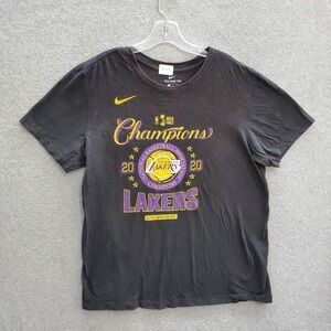 Los Angeles Lakers Men T-Shirt Large Black Nike Logo Graphic 2020 Champions Tee